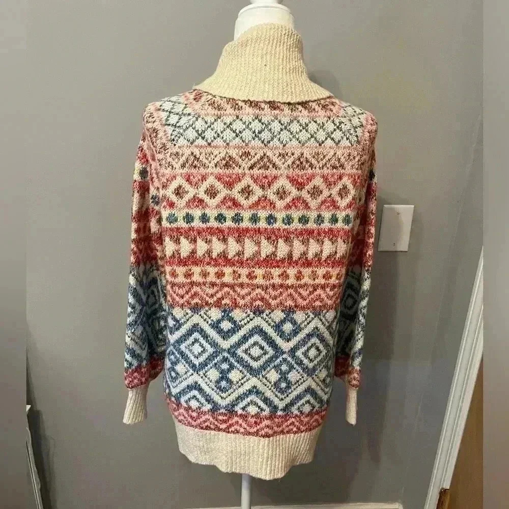 CAbi Highlands Sweater Fair Isle Printed Zip Front Cardigan Size S - Picture 4 of 12